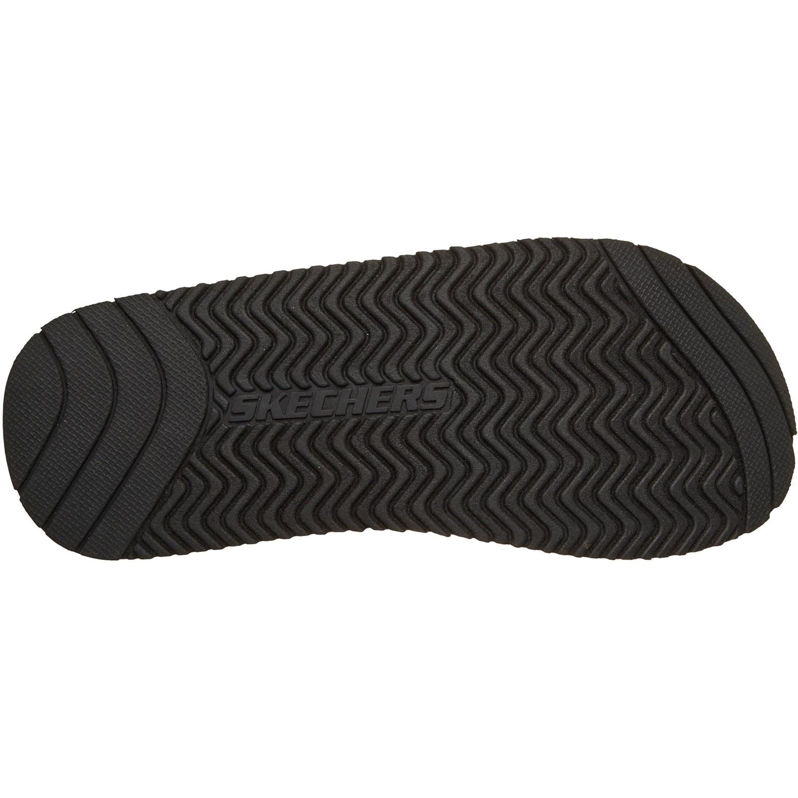 Skechers Quill Tongs Noires En Textile Pour Homme