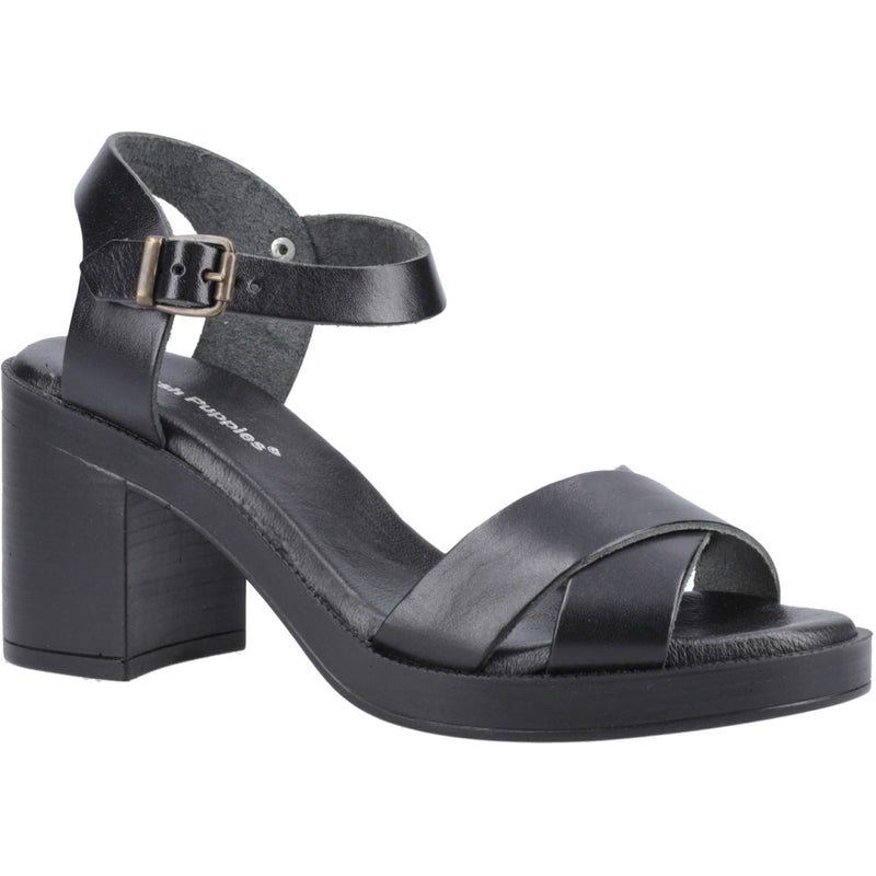 Hush Puppies Georgia Sandales Noires En Cuir Pour Femmes