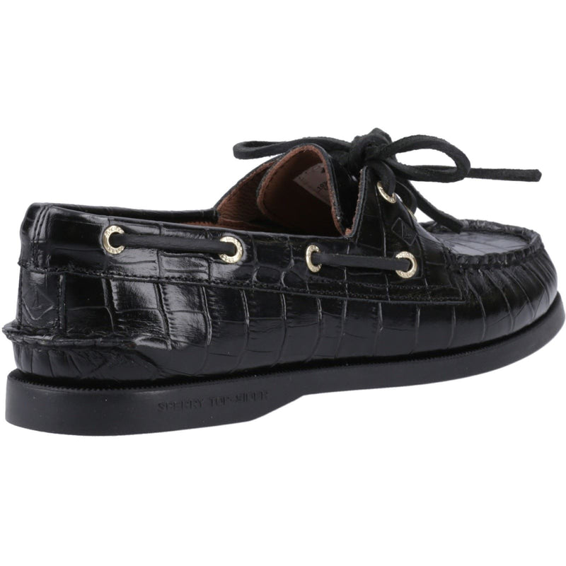 Sperry Authentic 2 Eye Chaussures Bateau Noires En Cuir Pour Femme