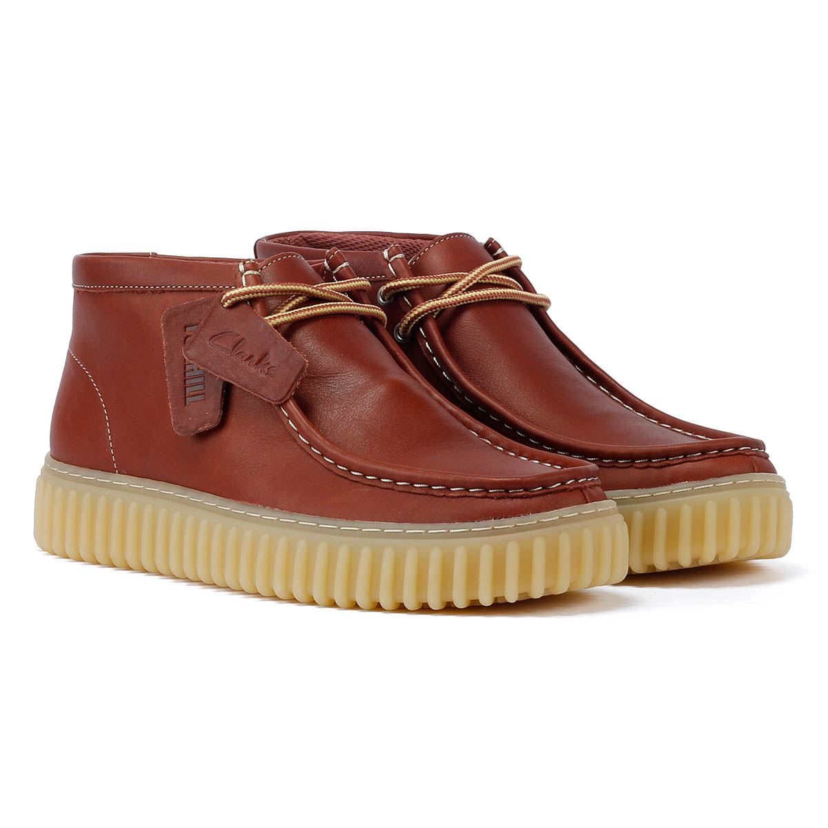 Clarks Main Torhill Hi Bottes Hommes En Cuir Marron
