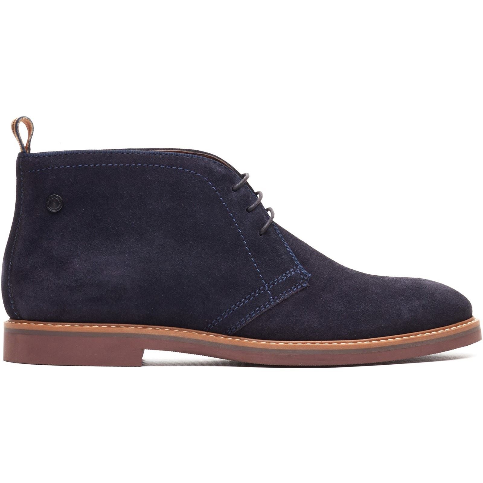 Base London Carlton Chukka Bottes En Cuir Pour Hommes Bleu Marine