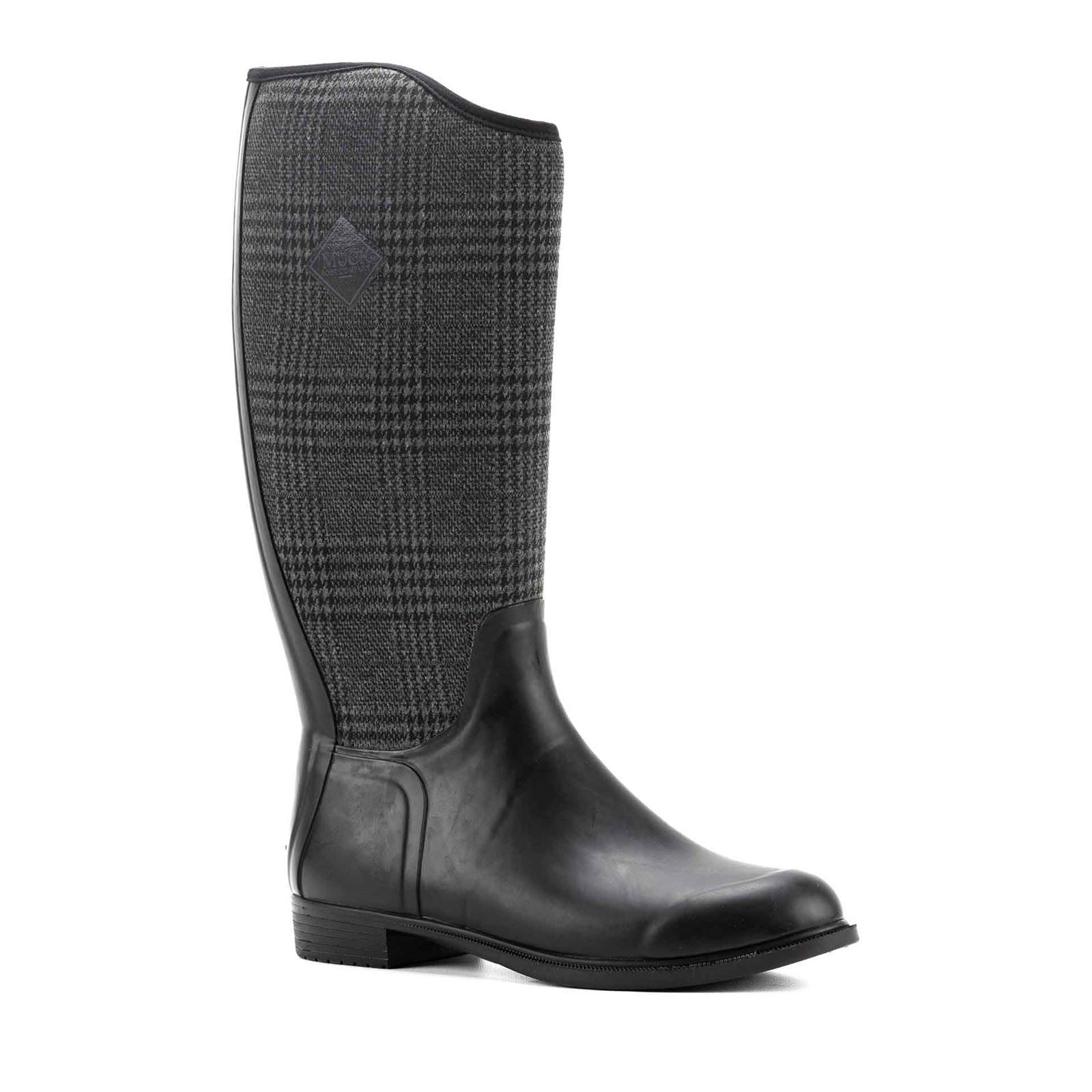 Muck Boots Derby Tall Bottes D'hiver Hautes À Carreaux Noires En Caoutchouc Pour Femme
