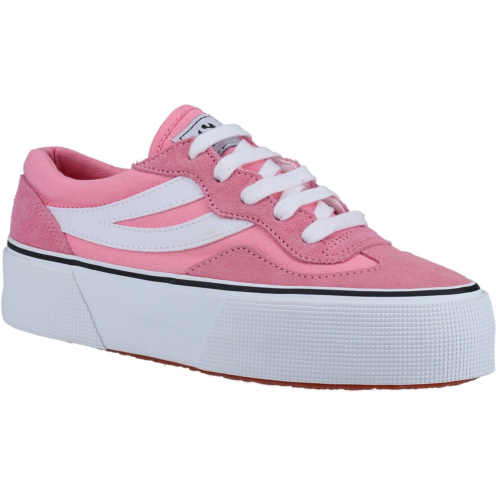 Superga 3041 Revolley Colorblock Platform Baskets En Cuir Roses/Blanches Pour Femmes