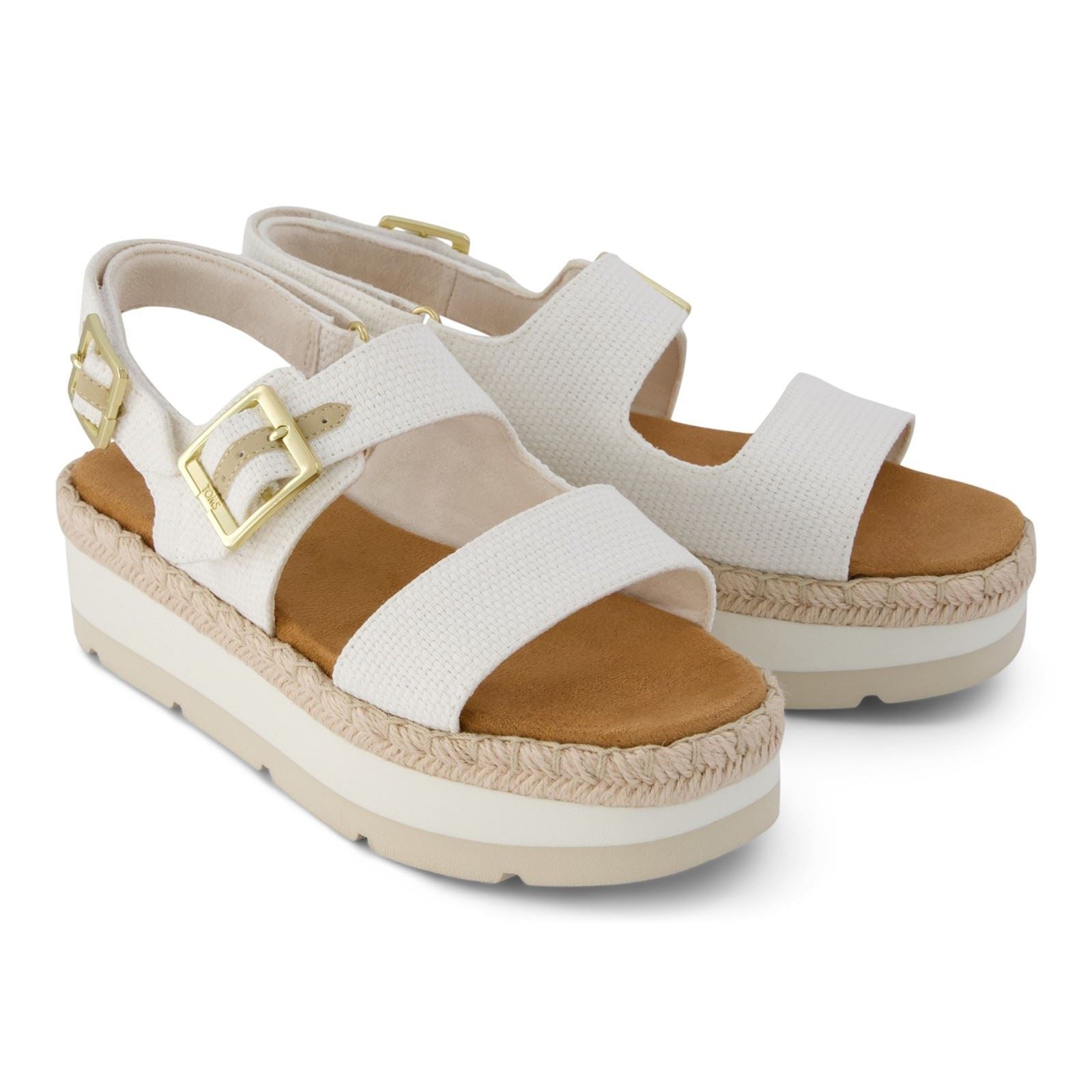 TOMS Giana Sandales De Plage Blanches En Textile Pour Femmes