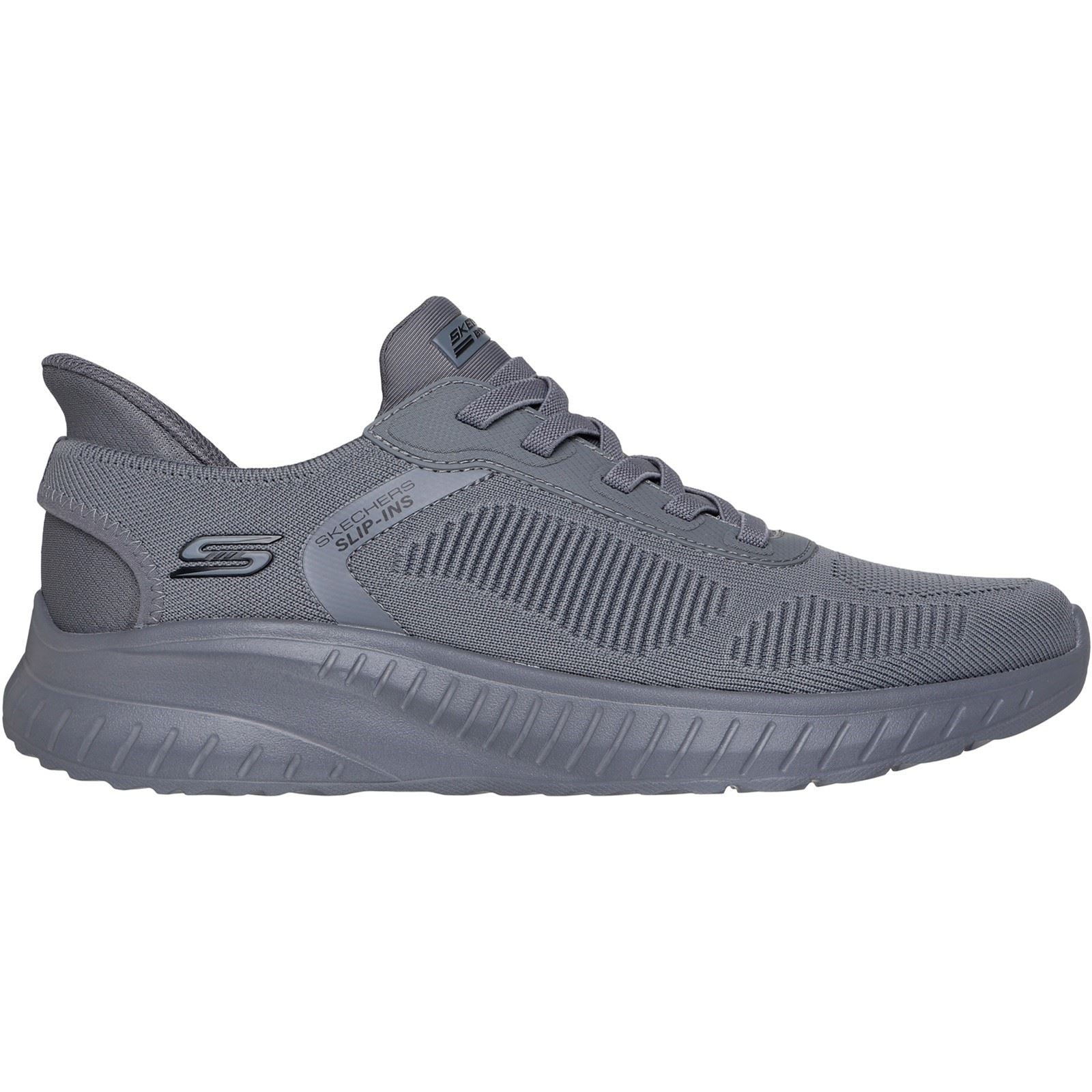 Skechers BOBS Sport Squad Chaos Solid Step Chaussures De Sport Pour Hommes En Toile Gris Foncé