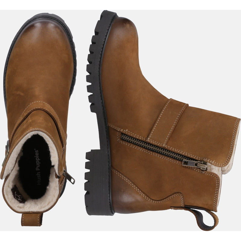 Hush Puppies Wakely Bottes En Cuir Pour Femmes Couleur Tan