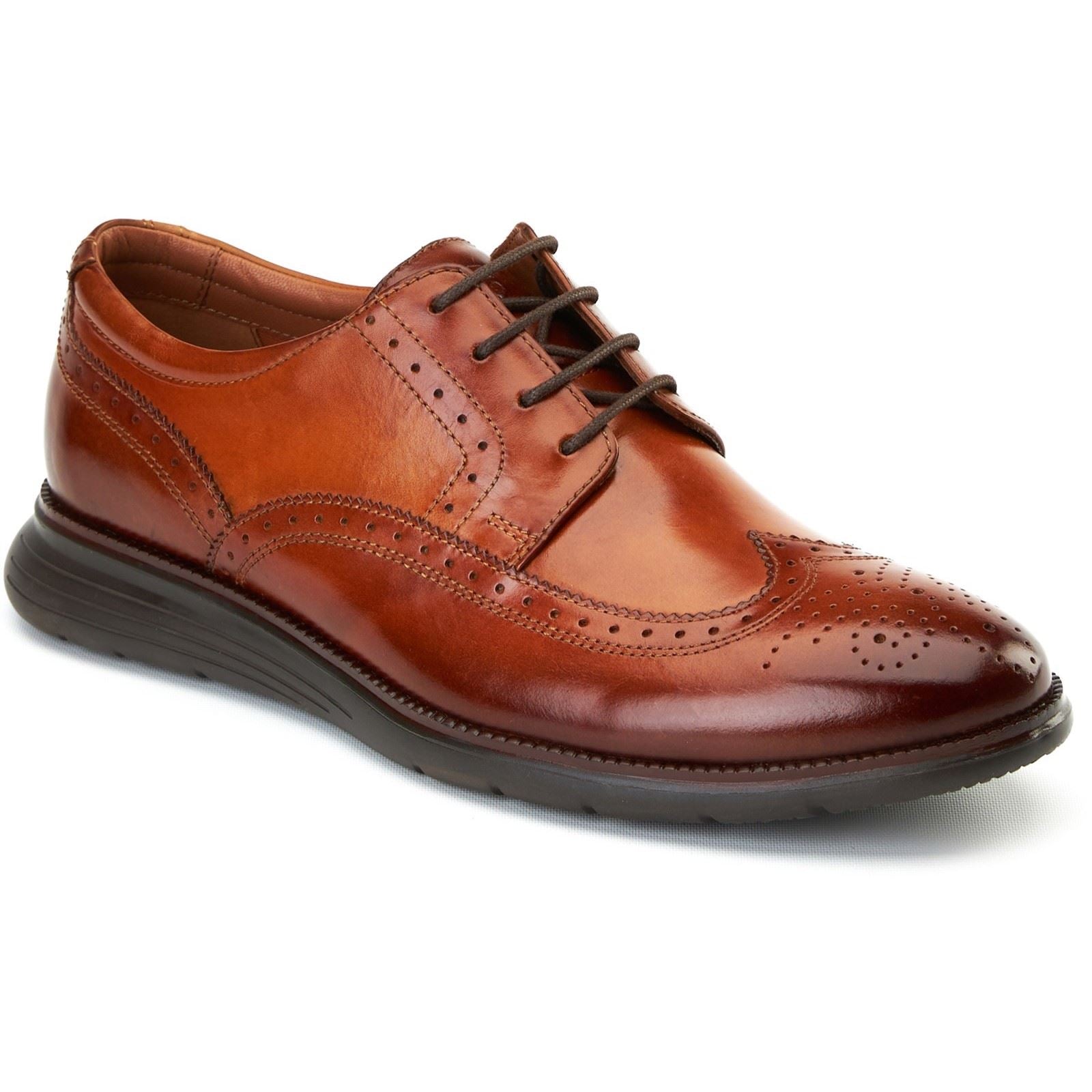 Base London Flight 25 Chaussures Richelieu En Cuir Brûlé Pour Hommes