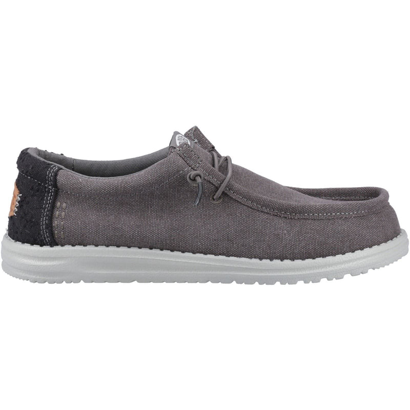 HEYDUDE Wally Workwear Chaussures Mocassins Pour Homme En Granit Gris/Noir En Mélange De Polyester