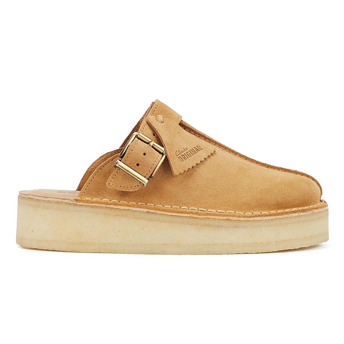 Clarks Originals Wedge Mule Mules En Daim Beige Moyen Pour Femmes