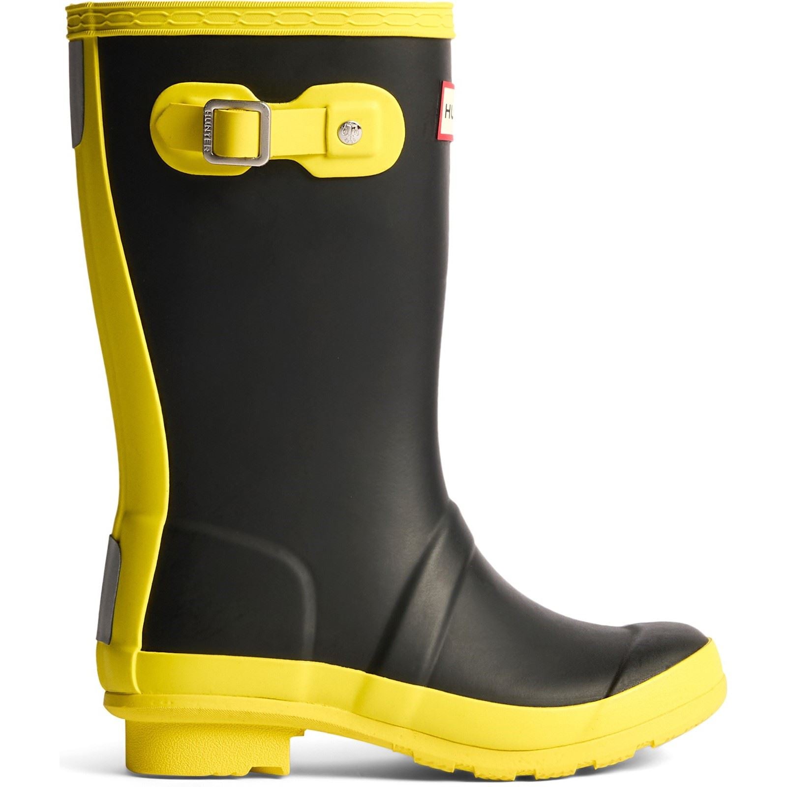 Hunter Junior Originals Bottes En Caoutchouc Unisexes Noires/Jaunes Lumineuses Pour Enfants