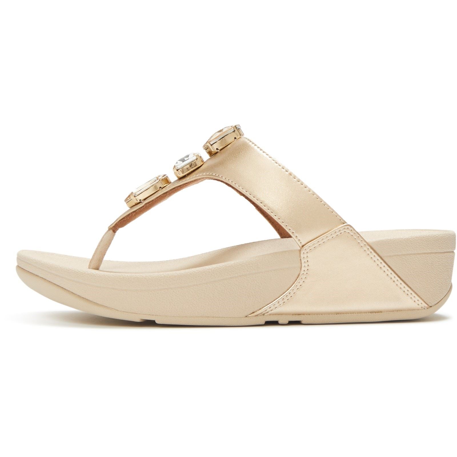 Fitflop Lulu Ultra-Jewel Toe-Post Sandales Platino En Polyuréthane Pour Femmes
