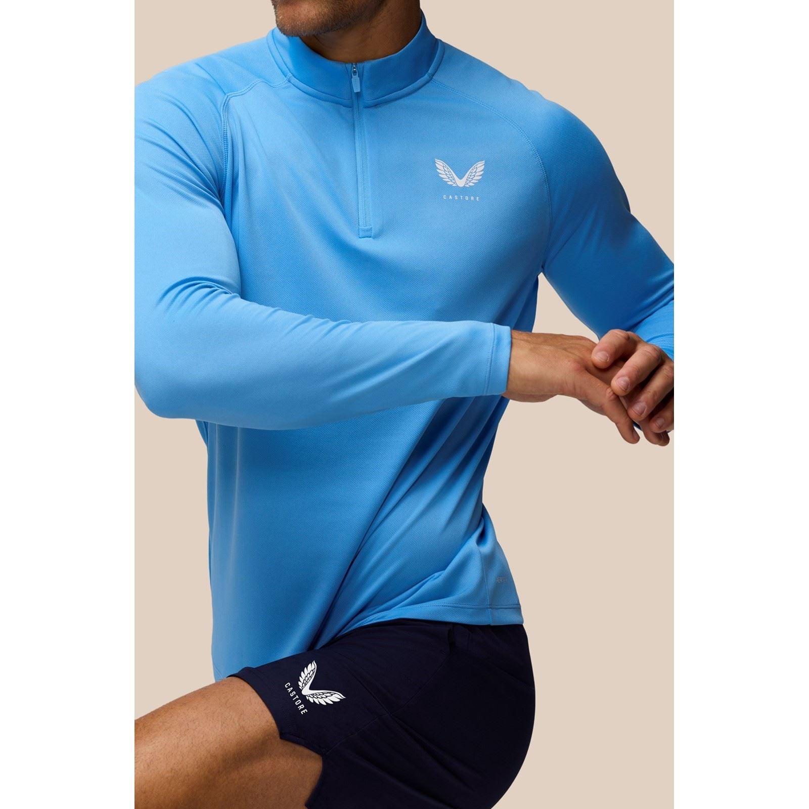 Castore Adapt Training 1/4 Zip Top T-Shirts De Sport Actifs Pour Hommes En Polyester Vert