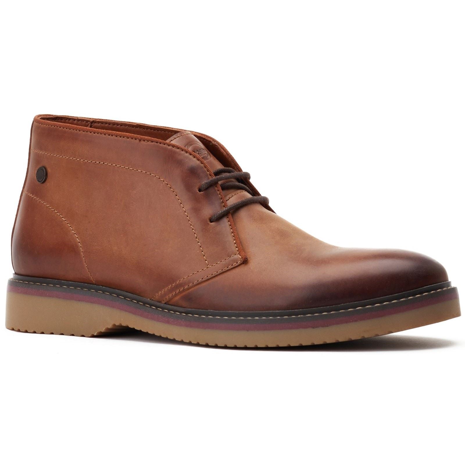 Base London Brody Bottes En Cuir Pour Hommes En Brun Brûlé