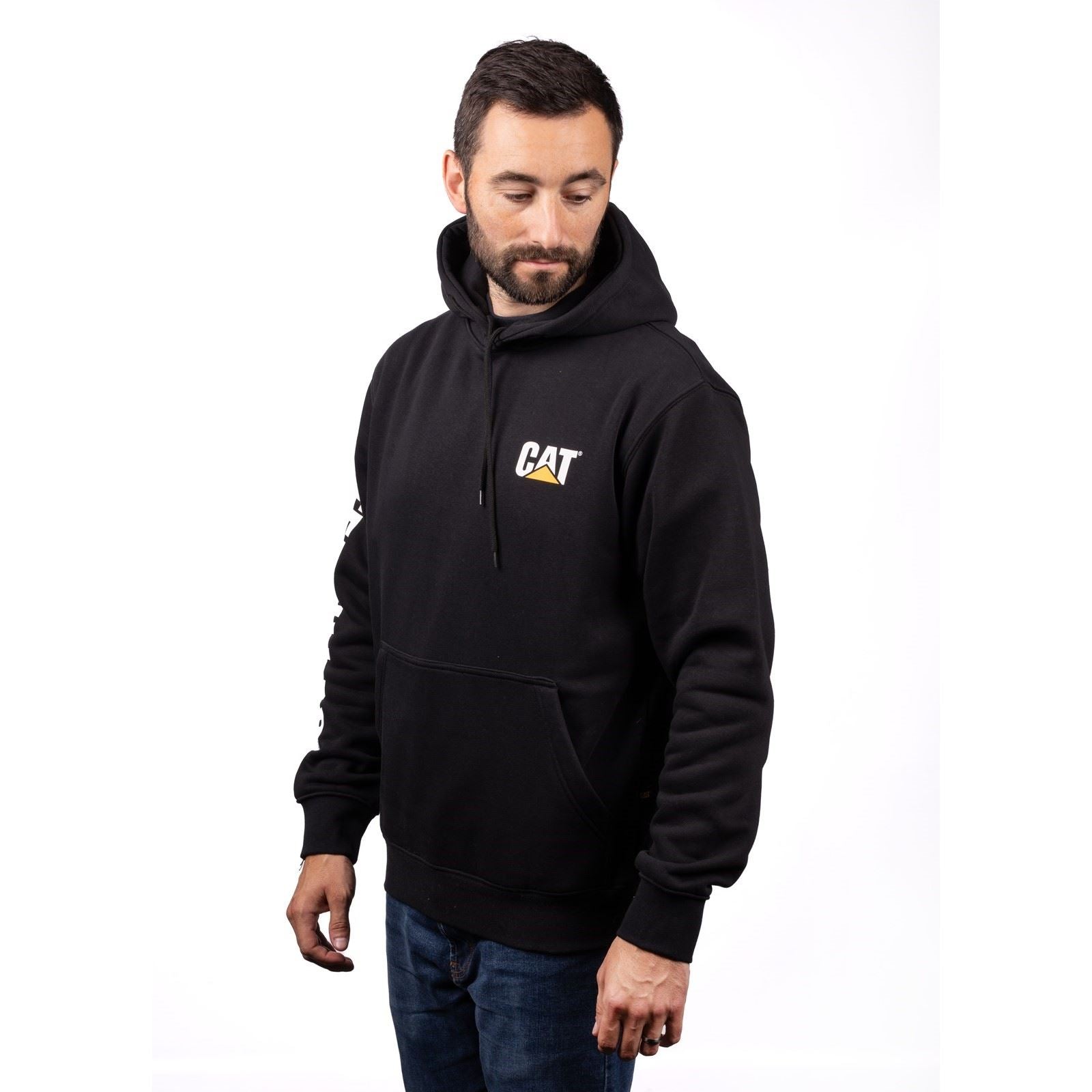 Caterpillar Trademark Banner Sweatshirt À Capuche Noir En Coton Pour Homme