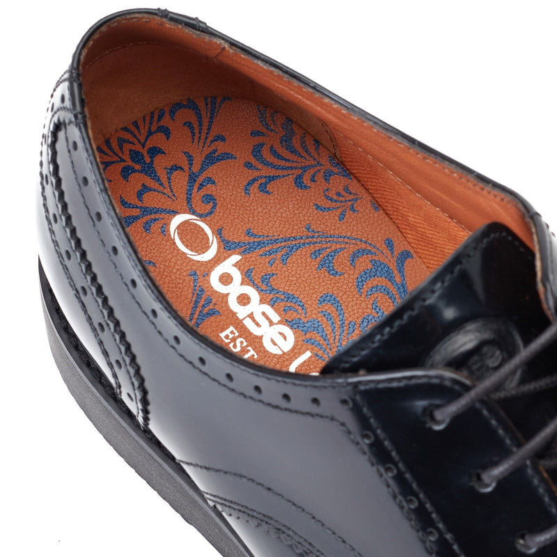 Base London Joe Chaussures Richelieu Pour Hommes En Cuir Noir