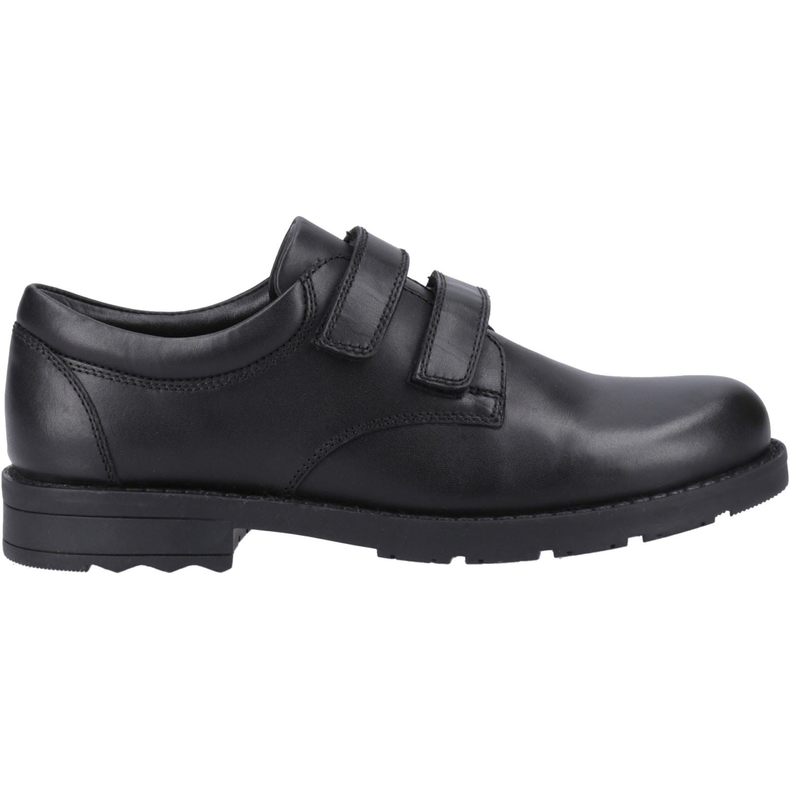 Hush Puppies Barry Senior Chaussures Noires Pour Garçons En Cuir