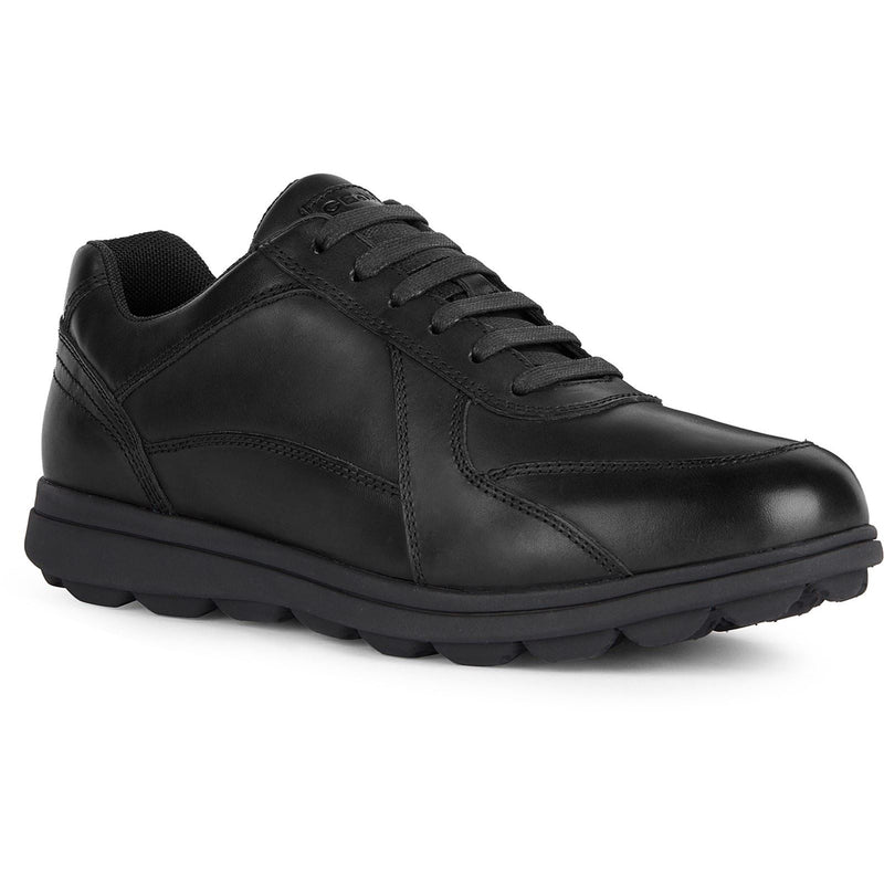 Geox U SPHERICA EC12 Baskets Noires Pour Homme En Cuir De Vachette Pleine Fleur