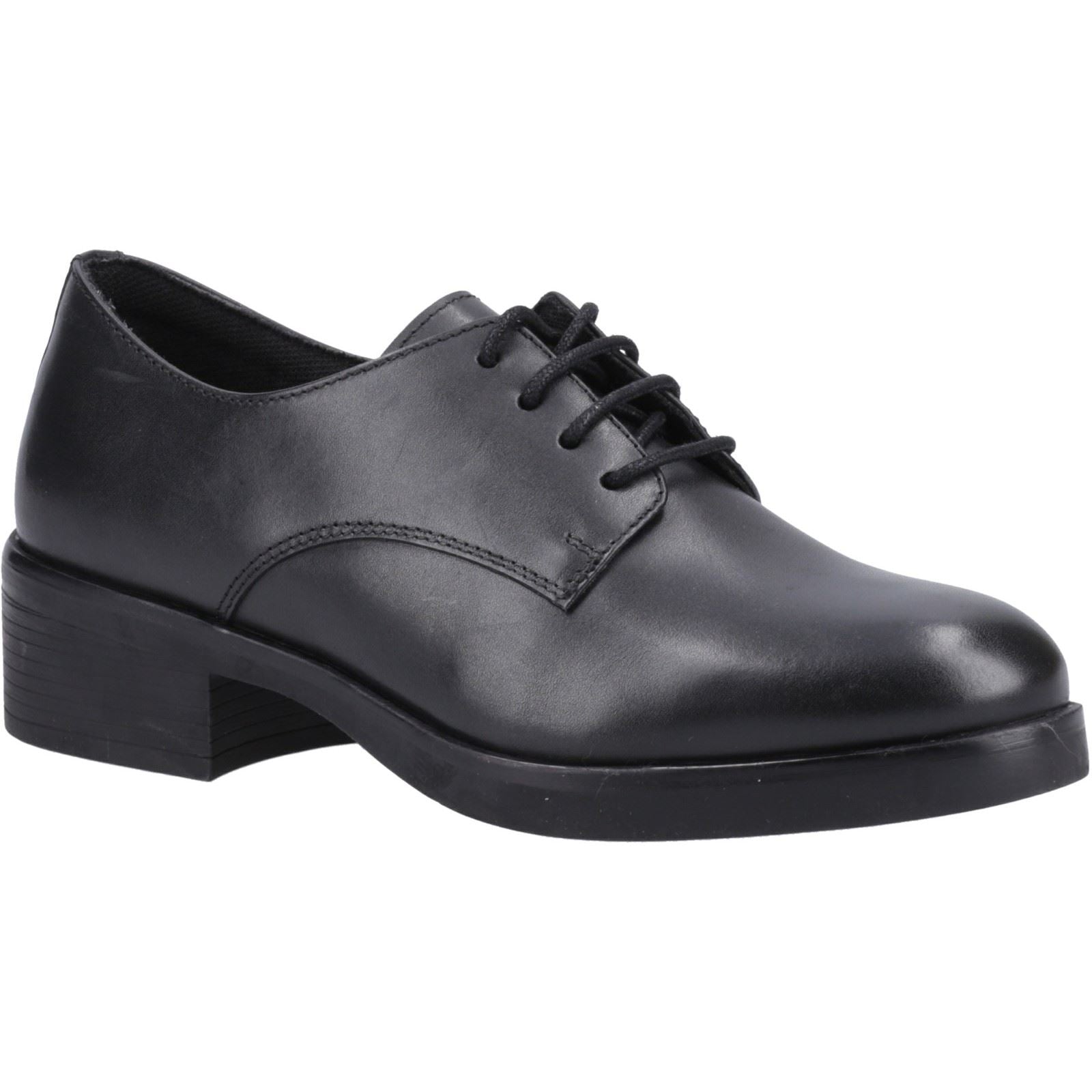 Hush Puppies Anastasia Senior Chaussures À Lacets Noires En Cuir Pour Filles