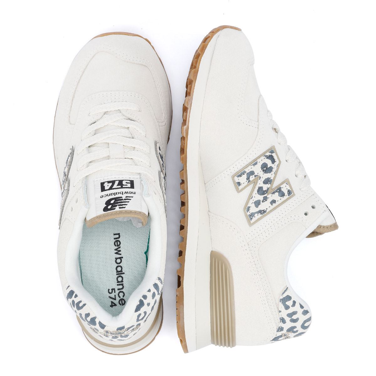 New Balance 574 Baskets pour femmes en daim sel de mer/léopard