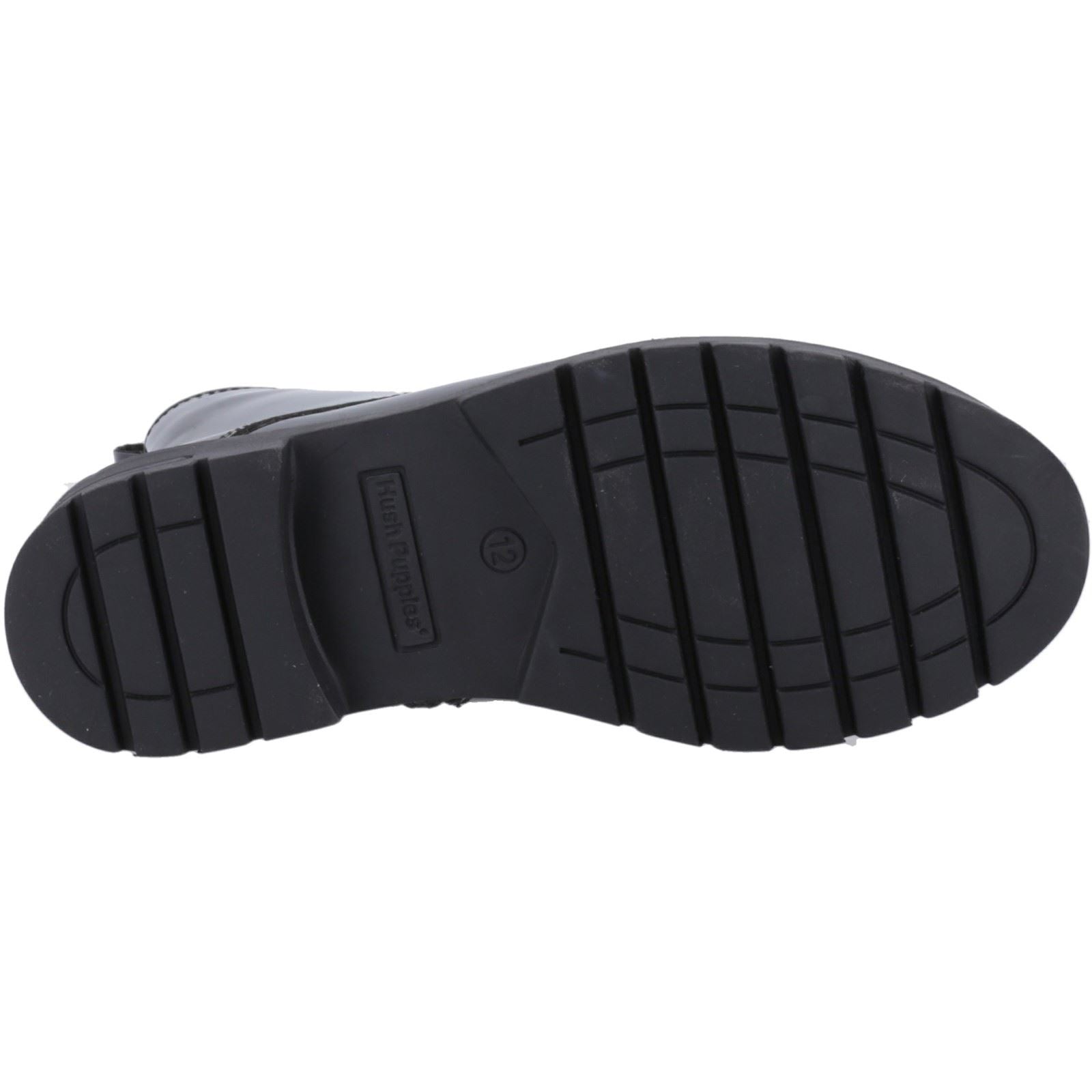 Hush Puppies Lauren Patent Senior Chaussures Noires Pour Filles En Cuir