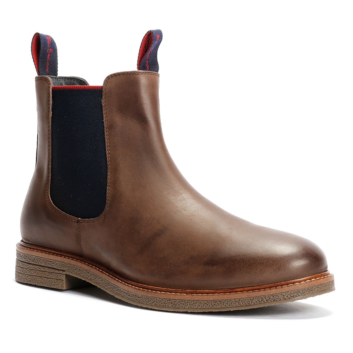 Ben Sherman Walker Chelsea Bottes En Cuir Pour Hommes Marron