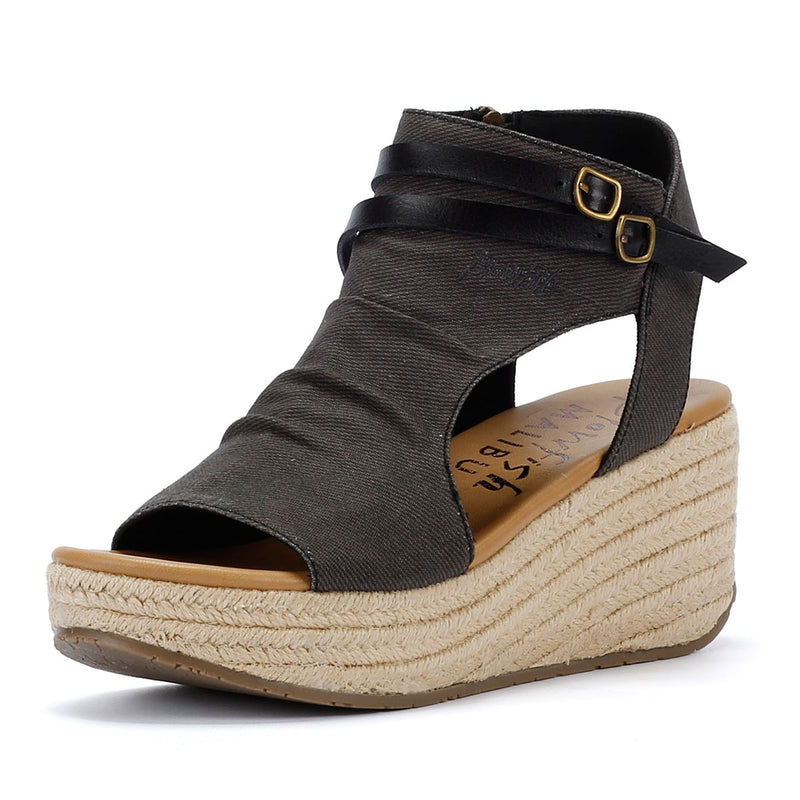 Blowfish Malibu Lacey Sandales En Denim Noir Pour Femmes
