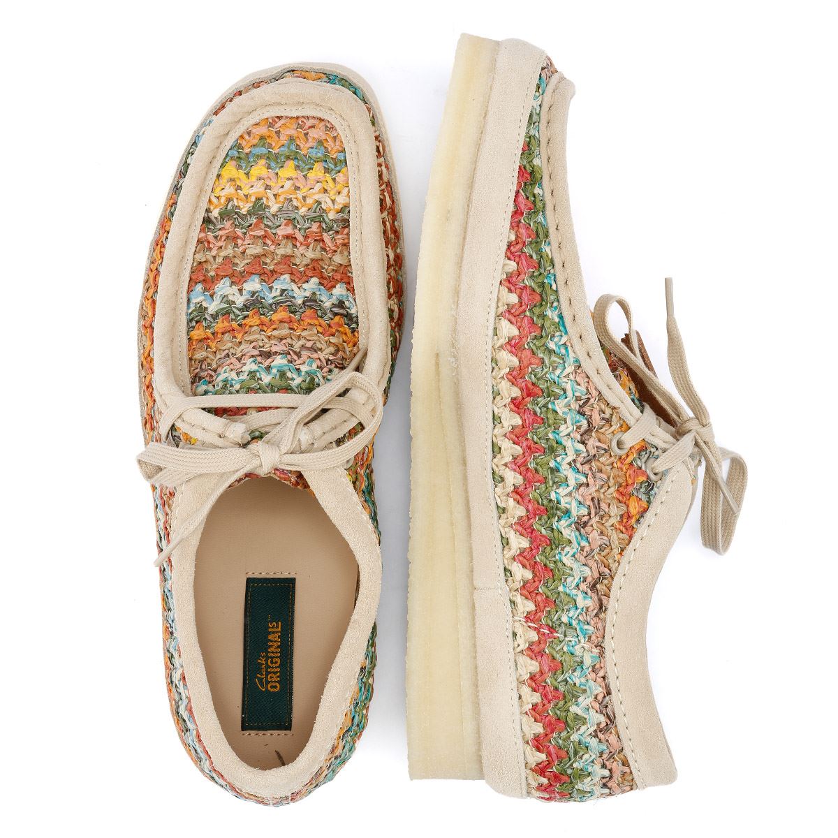Clarks Originals Wallabee Raffia Chaussures À Lacets Multicolores Pour Homme