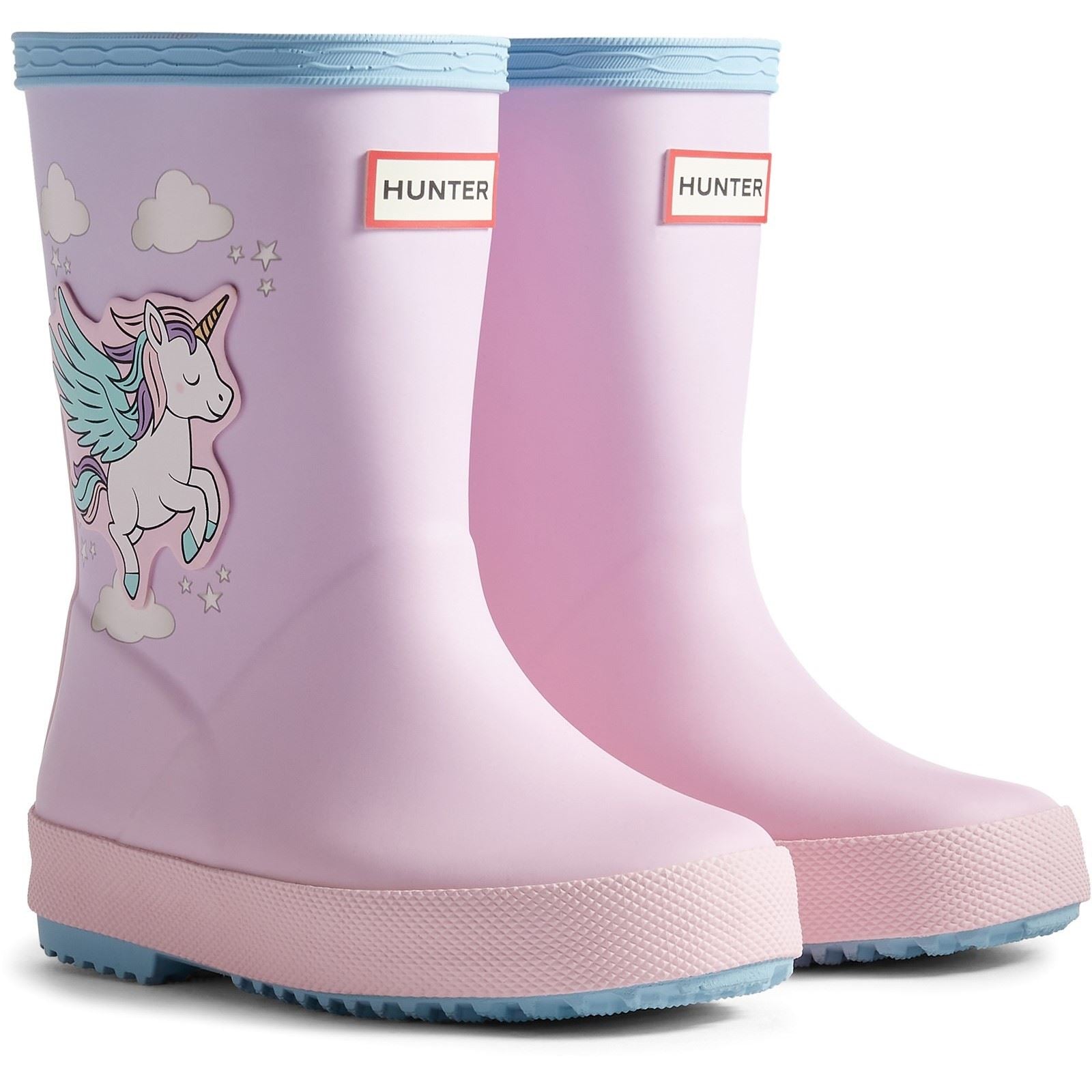 Hunter Kids First Unicorn Print Boot Bottes En Caoutchouc Blue Frost/ Parfait Pink Pour Filles