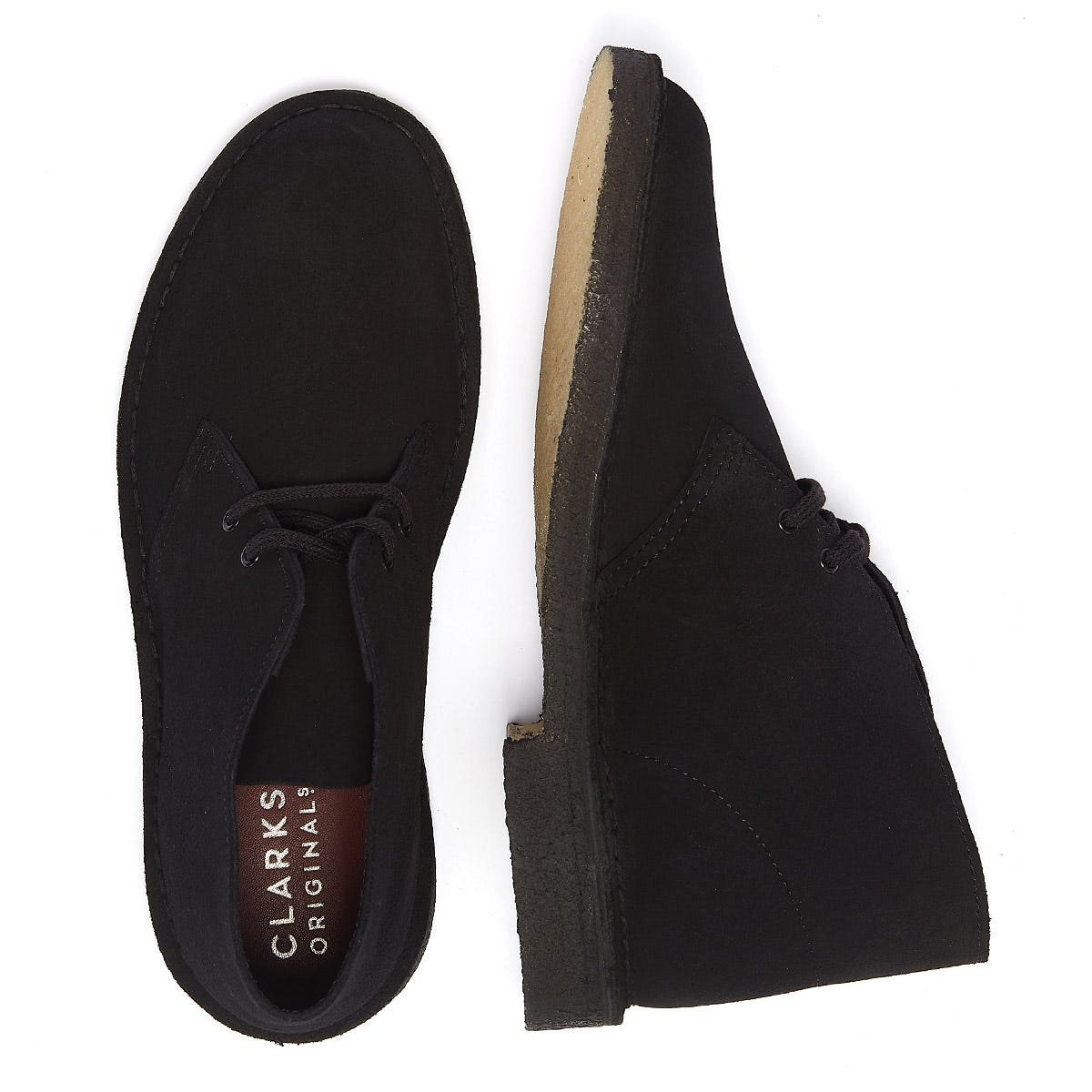 Clarks Originals Desert Bottes Noires En Daim Pour Hommes