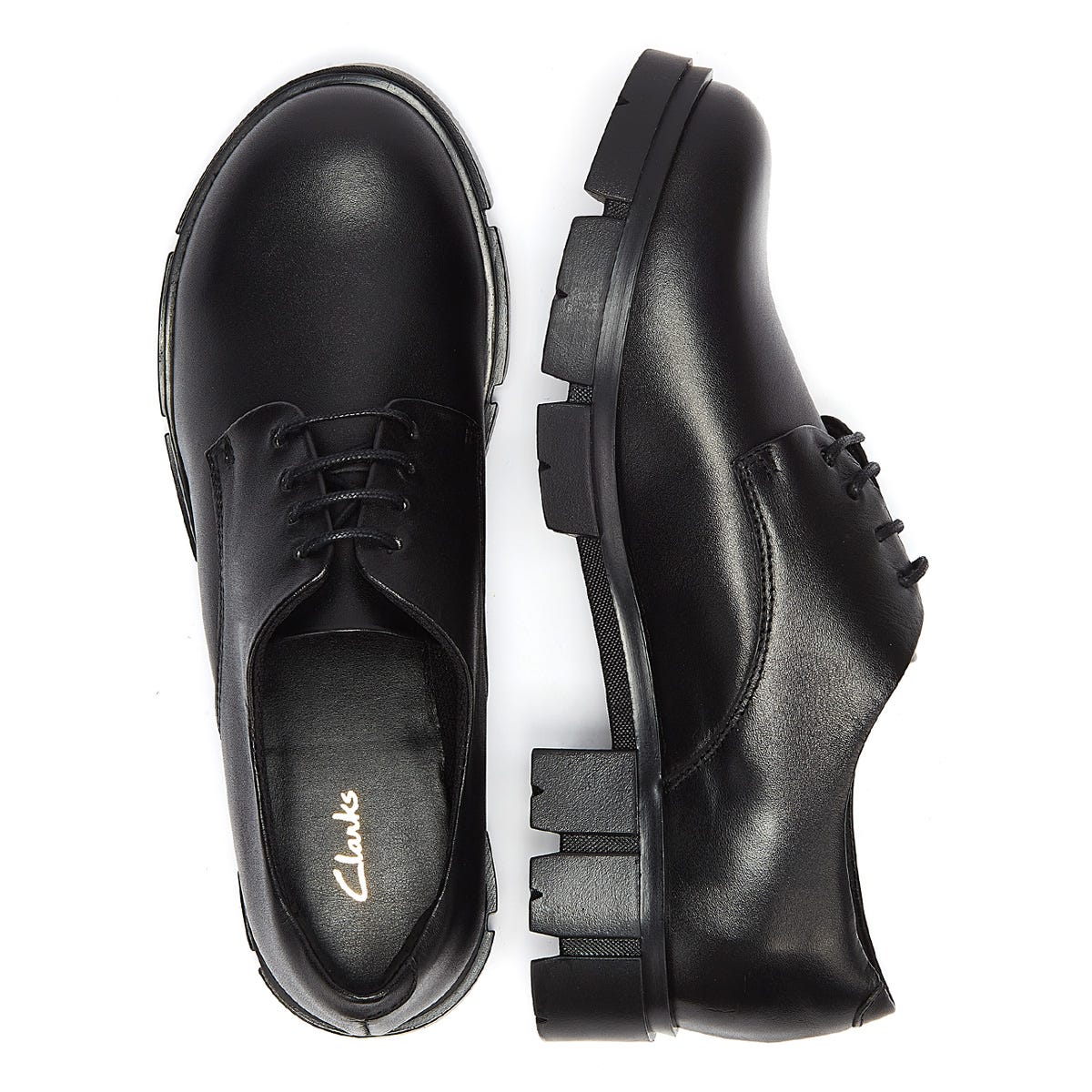 Clarks Teala Lace Leather Womens Black Shoes