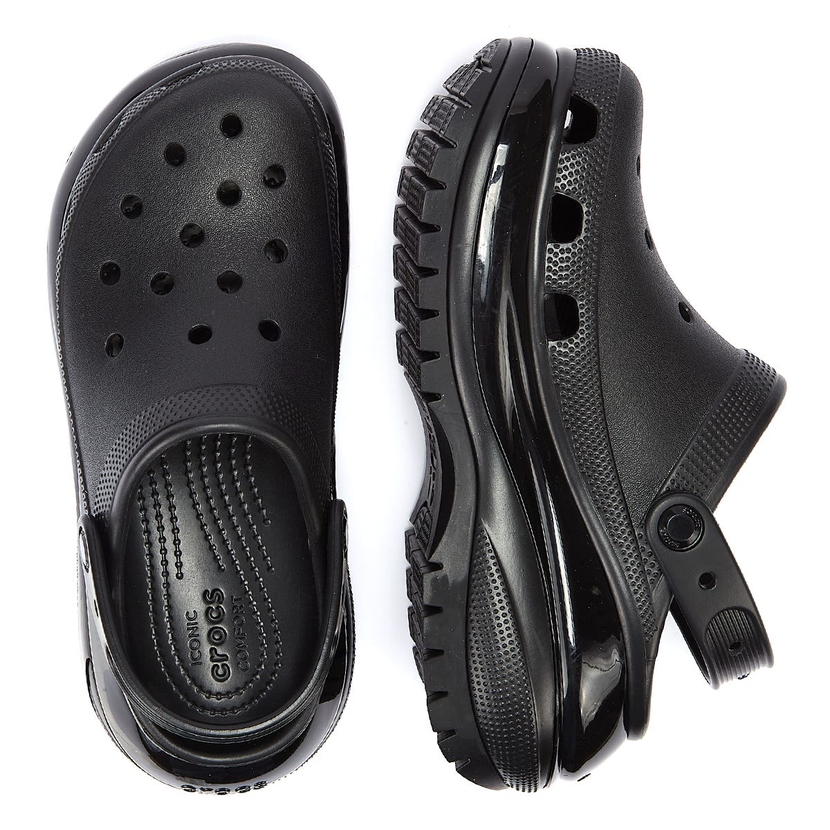 Sabots Crocs Classic Mega Crush noirs pour femmes