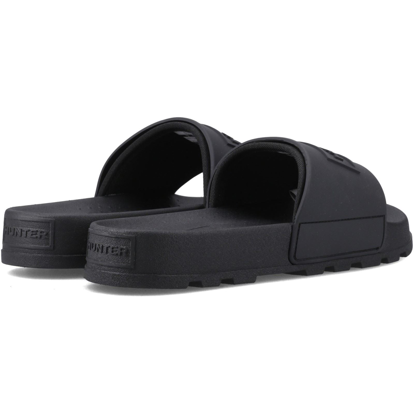 Hunter Core Embossed Slider Slides Pour Femmes En Polyester Noir