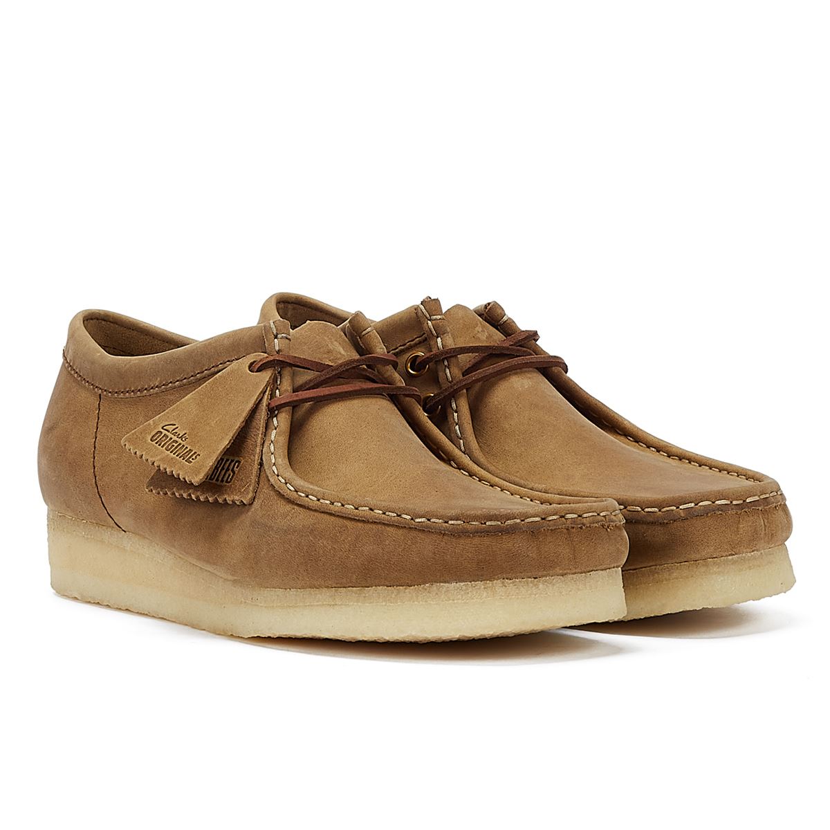 Clarks Originals Wallabee Chaussures En Cuir Marron À Lacets Pour Hommes
