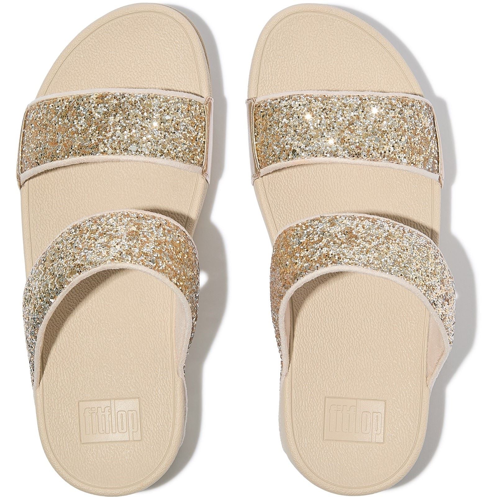 Fitflop Lulu 2 Bar Glitter Sandales En Polyuréthane Femmes Platino/Argent