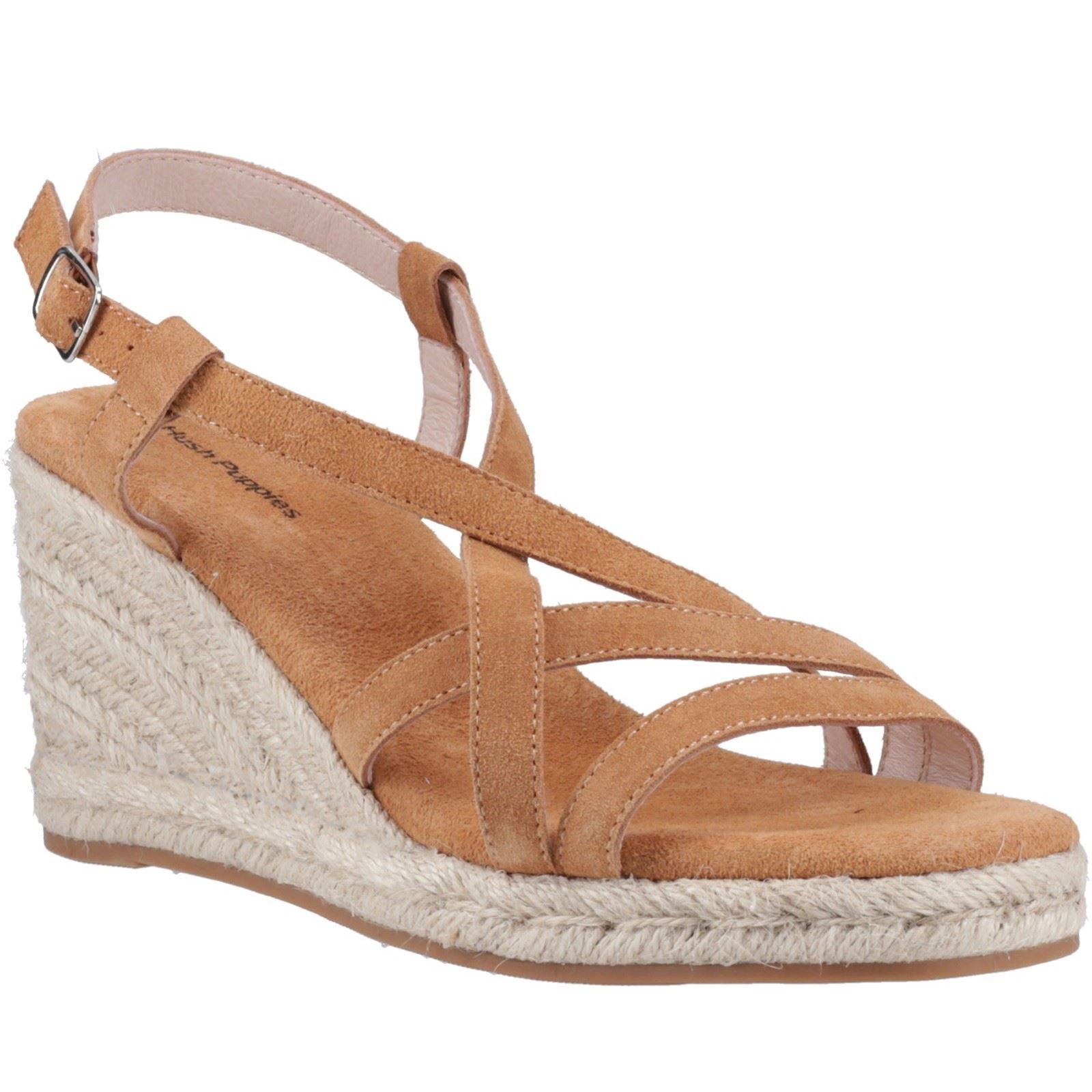 Hush Puppies Jenny Espadrille Wedge Femmes Suède Talons Compensés Beige
