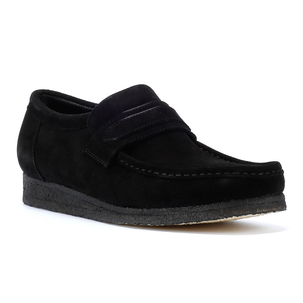 Clarks Originals Wallabee Mocassins Noirs En Daim Pour Hommes