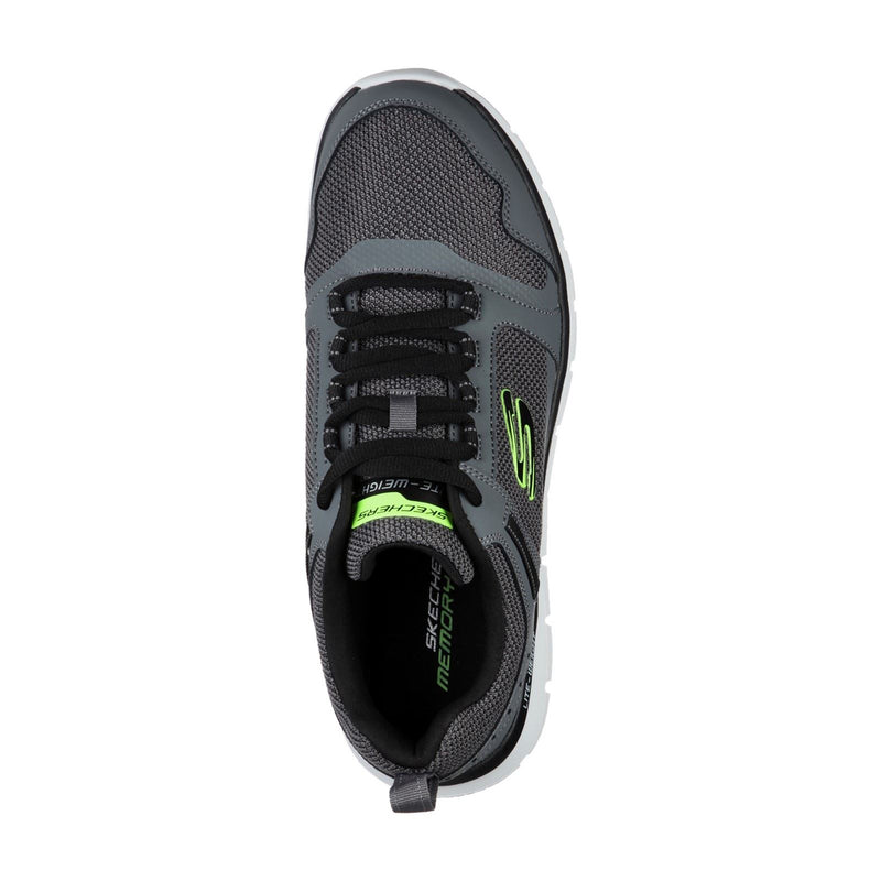 Skechers Track Knockhill Baskets Pour Hommes En Cuir Noir/Charbon