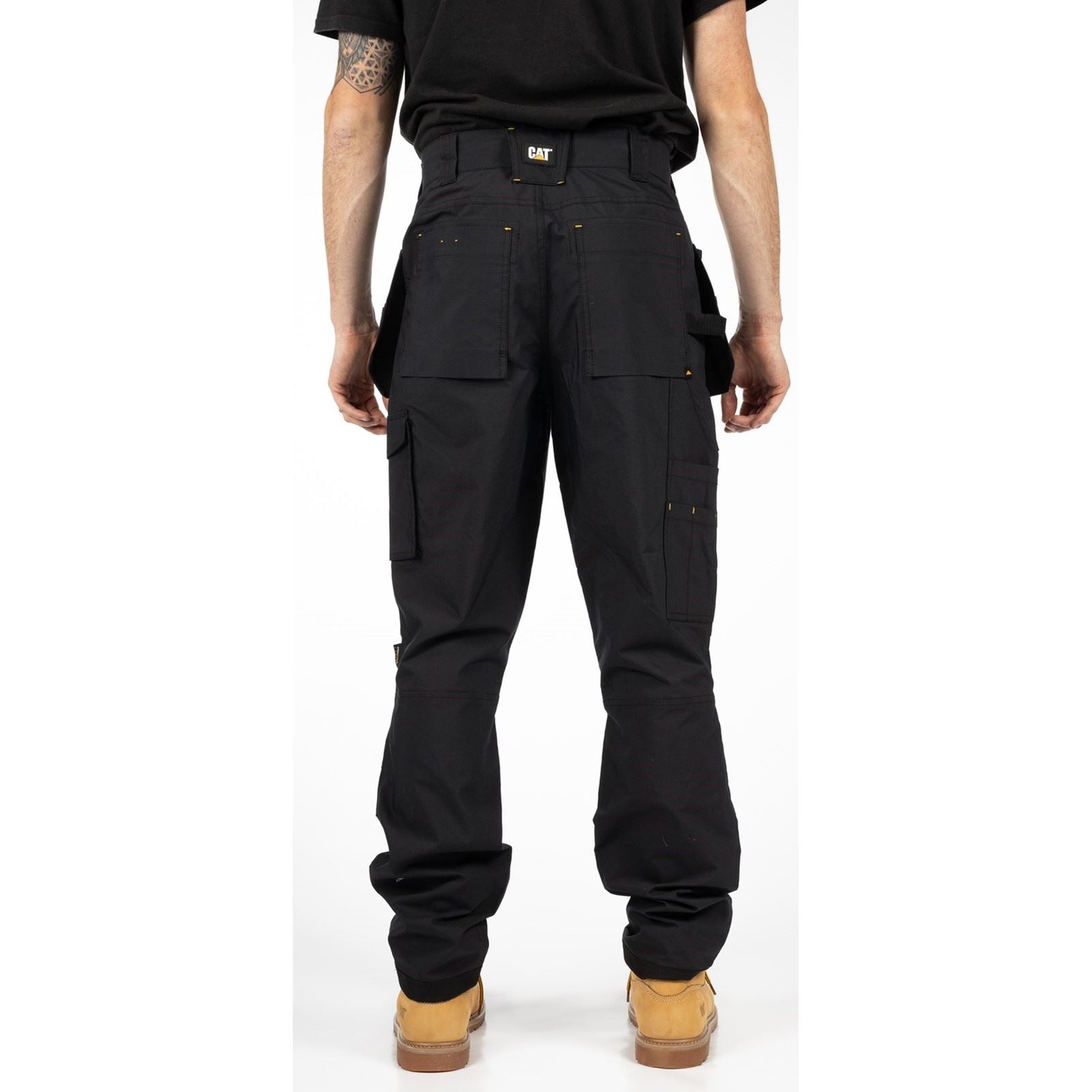 Caterpillar Nexus Holster Stretch Pocket Pantalons Noirs En Coton Pour Hommes - Extérieur