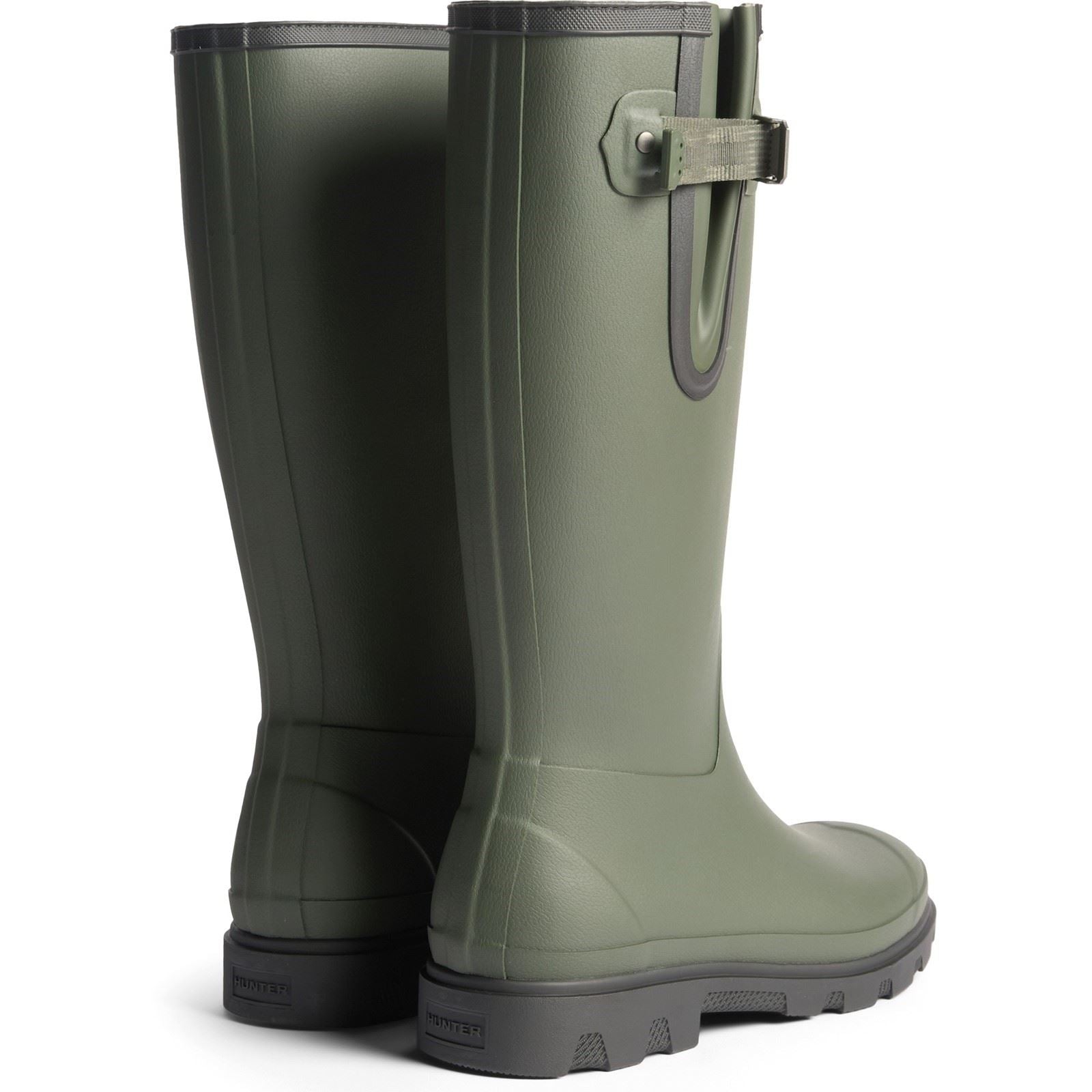 Hunter Field Downpour Bottes De Wellington En Caoutchouc Pour Femmes Vert Olive Foncé/Noir
