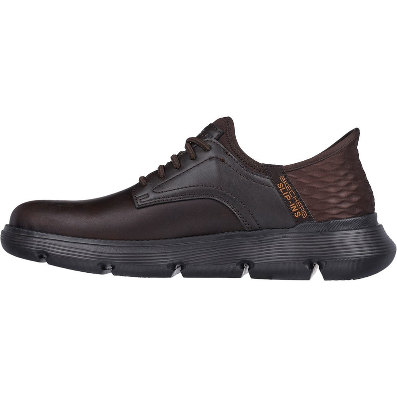 Skechers Garza Gervin Chaussures À Lacets En Cuir Pour Hommes, Couleur Chocolat.