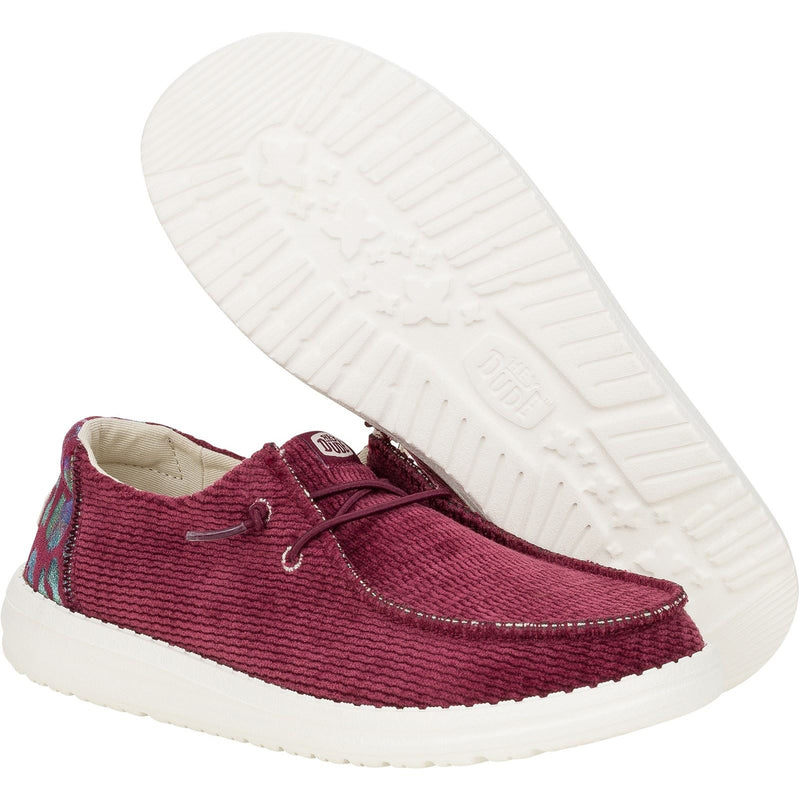 HEYDUDE Wendy Corduroy Leo Mocassins Bordeaux En Polyester Pour Femmes