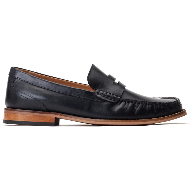 Base London Garfield Mocassins Noirs En Cuir Pour Hommes