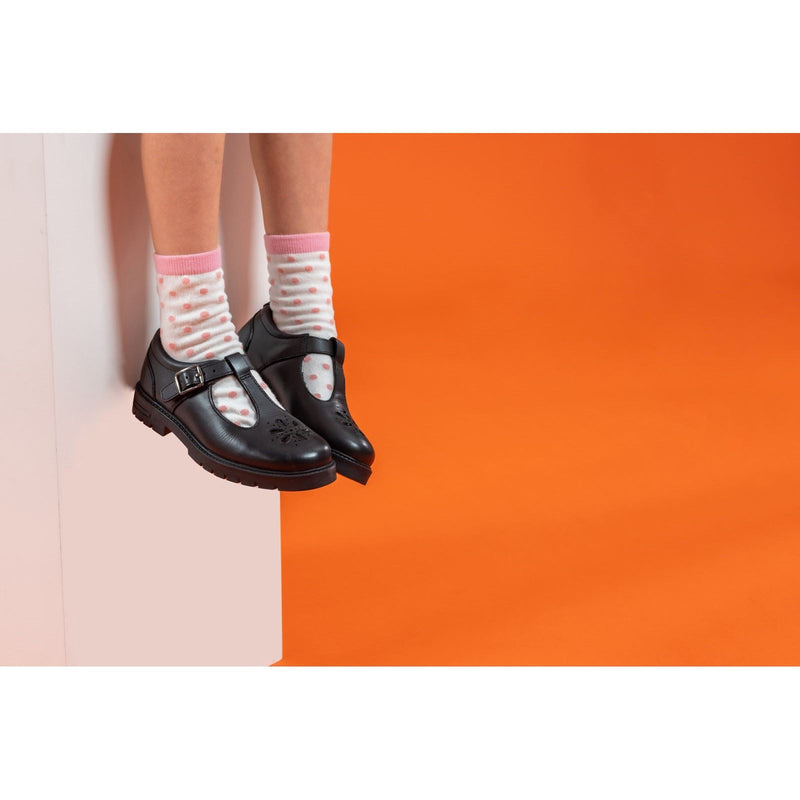 Hush Puppies Fiona JNR Chaussures Noires Pour Filles En Cuir