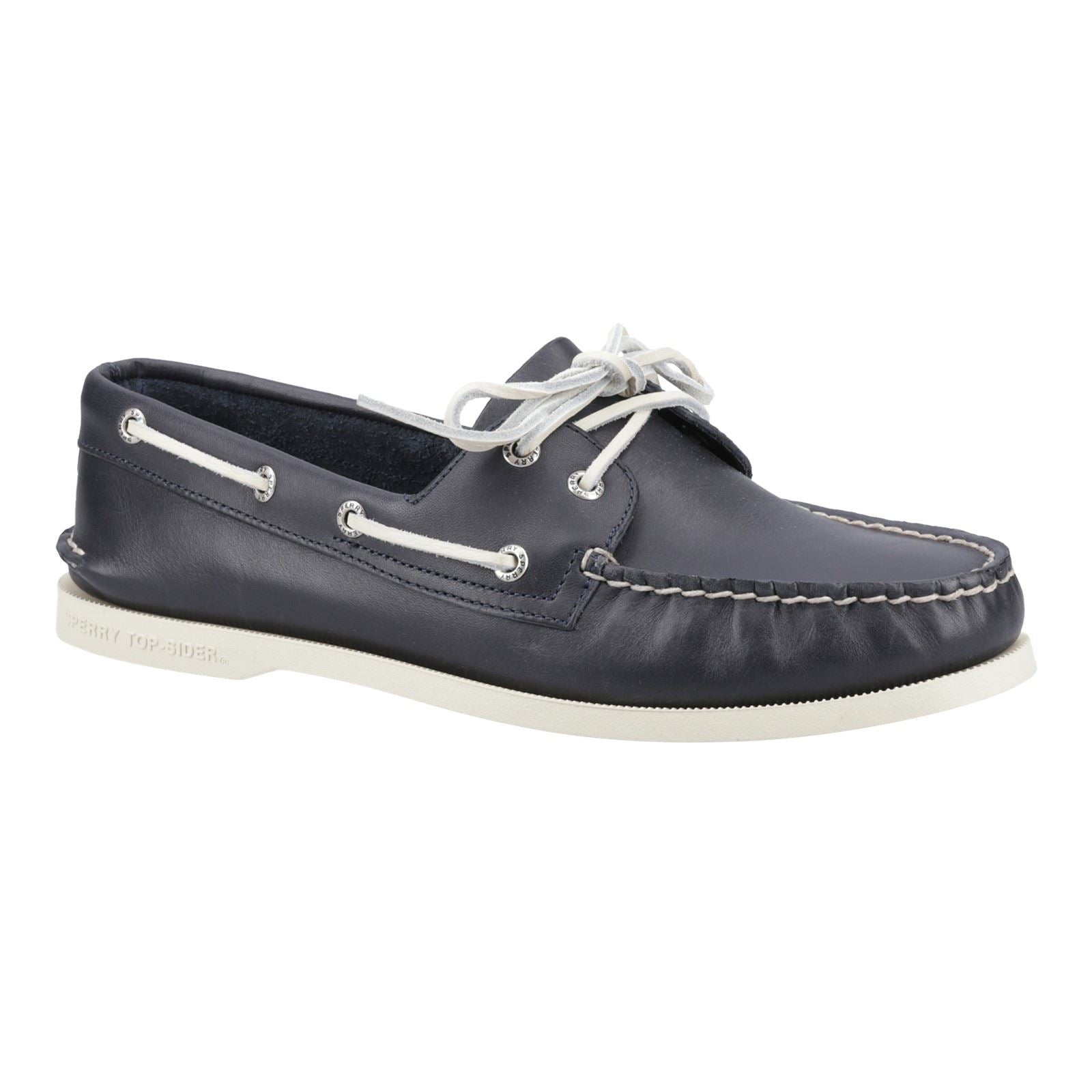 Sperry Authentic 2 Eye Chaussures Bateau Pour Hommes En Cuir Bleu Marine