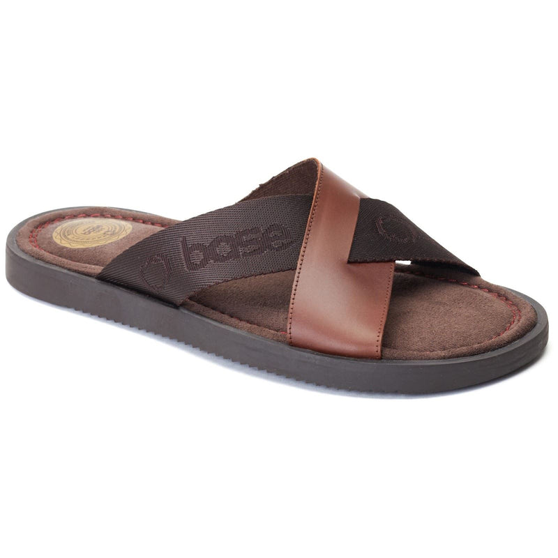 Base London Webb Sandales Homme En Cuir Marron Brûlé