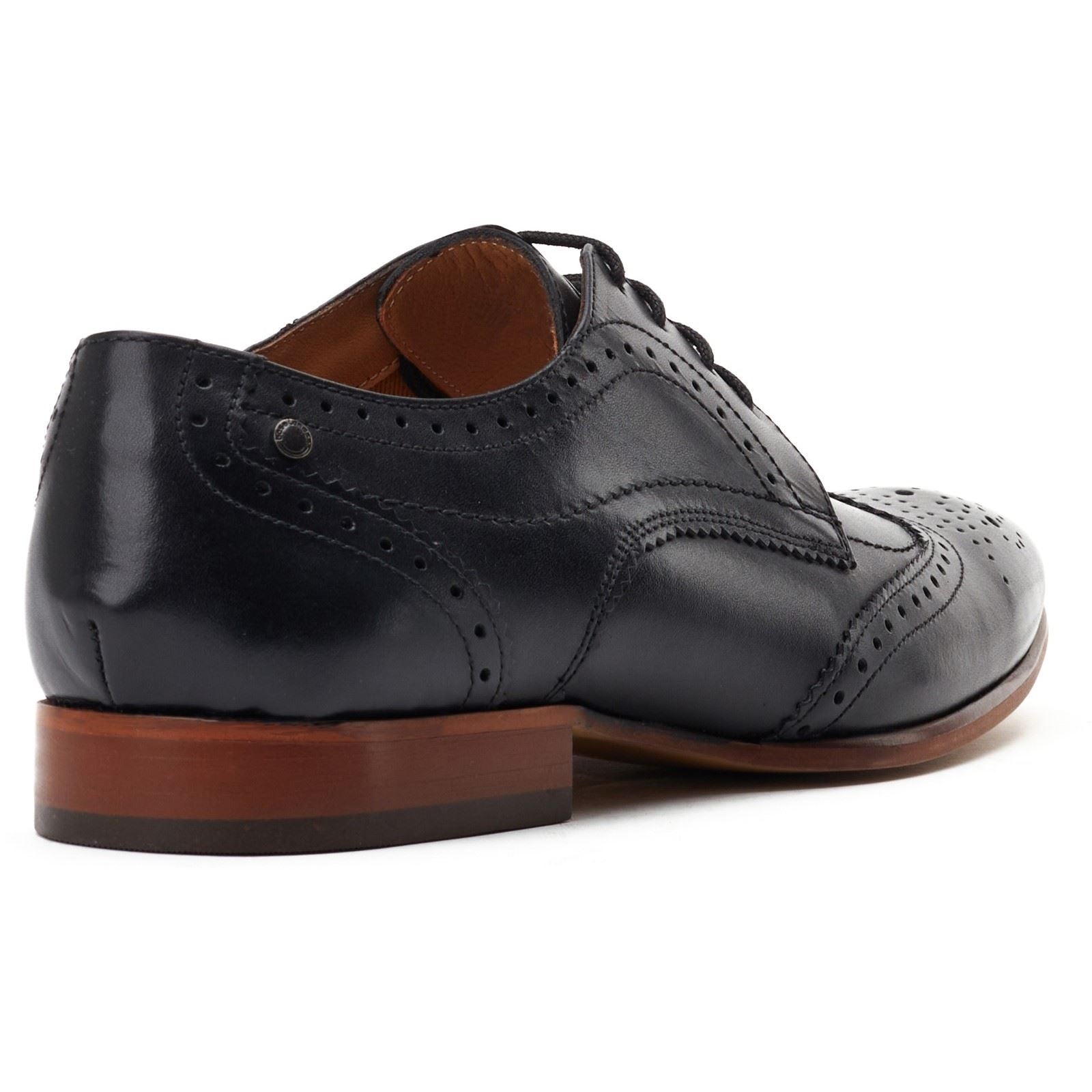 Base London Barbera Excel Chaussures Richelieu Noires En Cuir Pour Hommes