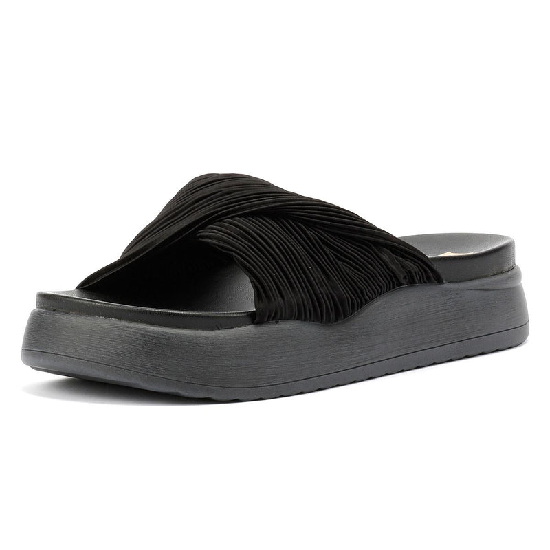 Desert Fleur Gabbro Sandales Noires Pour Femme En Satin