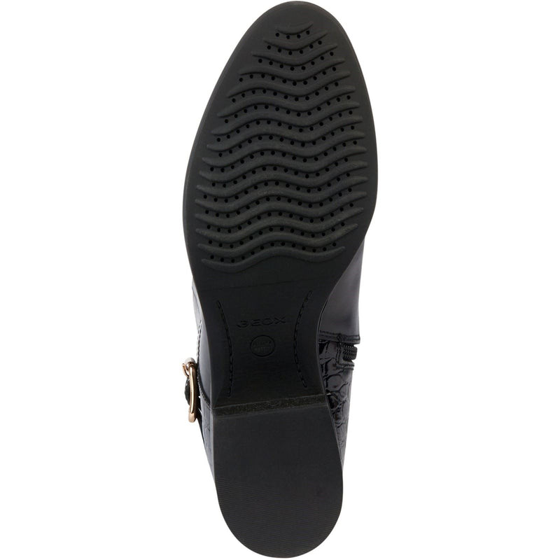 Geox D Felicity Bottes Noires En Cuir Pour Femmes