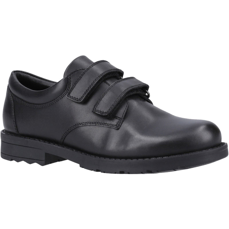 Hush Puppies Barry Senior Chaussures Noires Pour Garçons En Cuir.