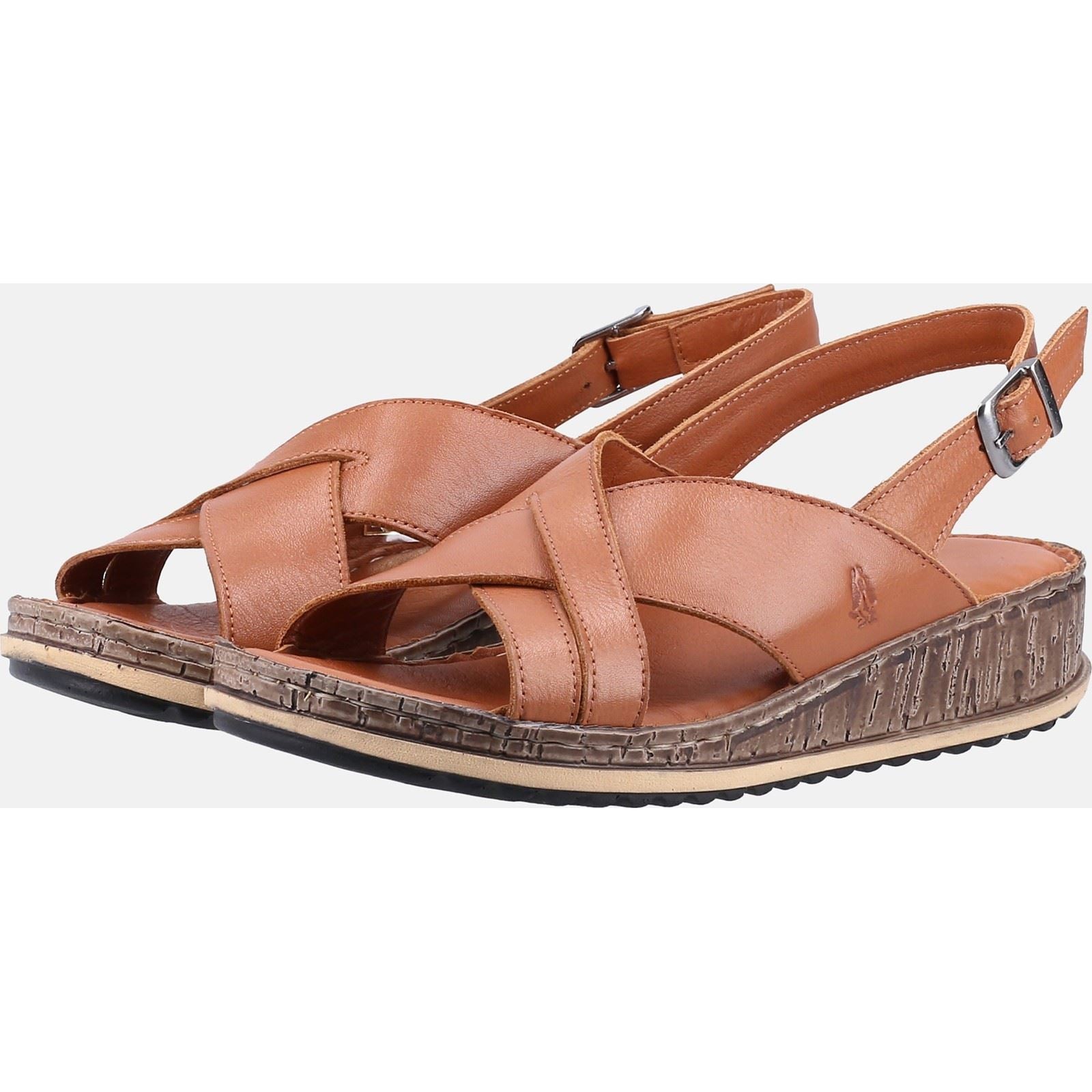 Hush Puppies Elena Sandales Compensées En Cuir Pour Femme, Couleur Beige